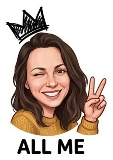 The YaStickers character winking: a sticker the bot made from a selfie