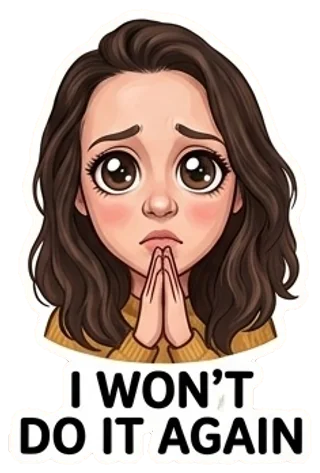 Sticker: a woman holding her cheeks